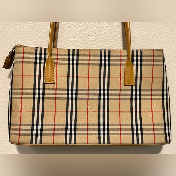 BURBERRY BLUE LABEL Nova Check Plaid Shoulder Bag Canvas Leather Tan Black Red - Picture 2 of 16
